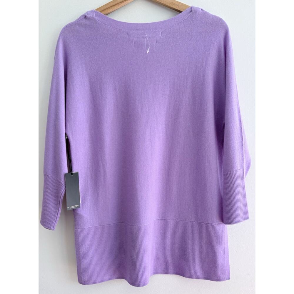 Max Studio 100% Merino Wool Lightweight Sweater Purple Dolman Sleeve Career M - Picture 4 of 13